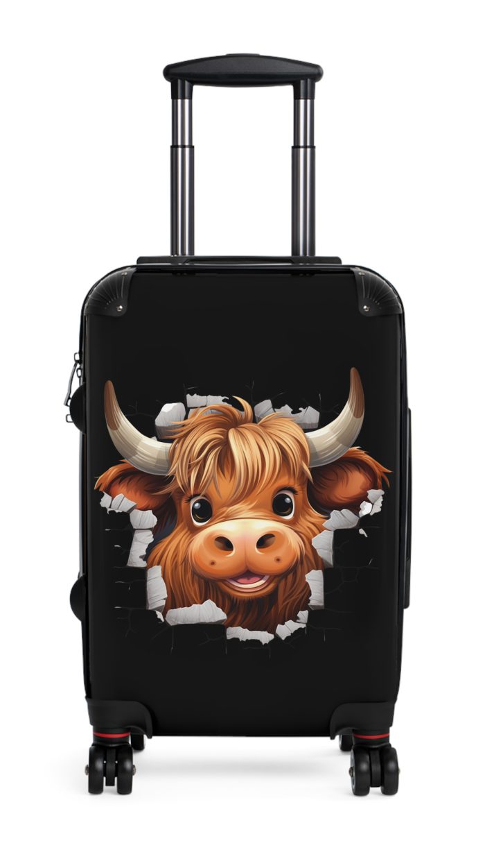 Highland Cow Suitcase - A stylish luggage featuring a charming cow design, perfect for travelers who want to bring a touch of whimsy to their journeys.