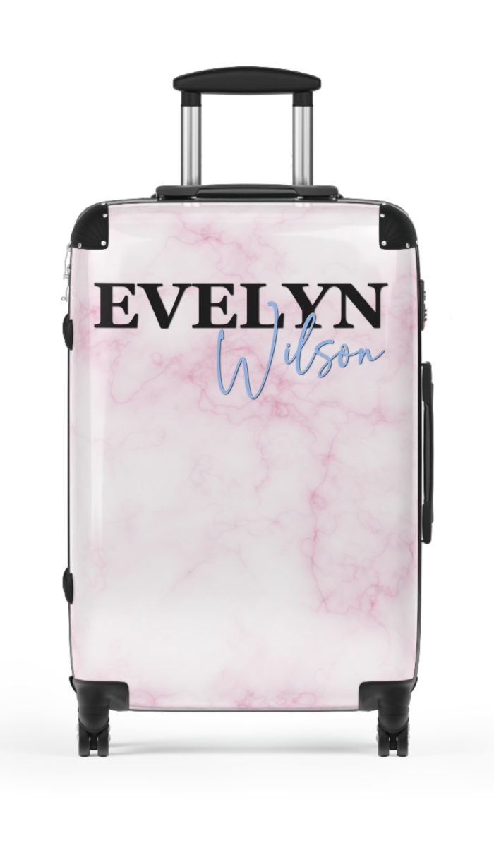 Custom Name Marble Suitcase - Elegant, personalized luggage.