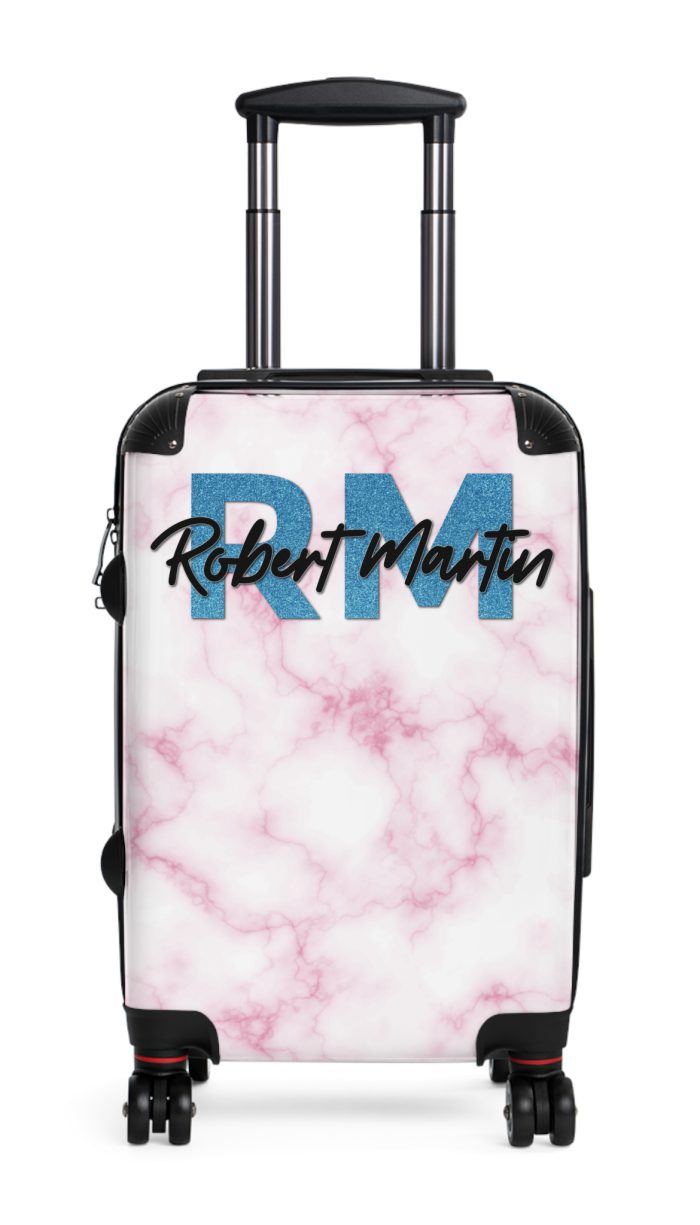 Marble Custom Suitcase - A chic suitcase with a personalized marble pattern, showcasing elegance and uniqueness.