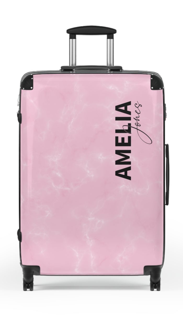 Custom Name Marble Suitcase - Personalized Travel Luggage with Elegant Marble Design.