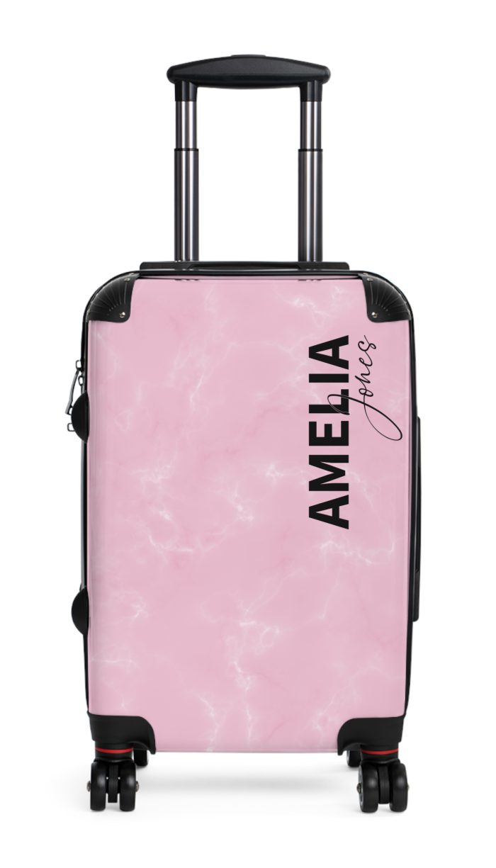 Custom Name Marble Suitcase - Personalized Travel Luggage with Elegant Marble Design.