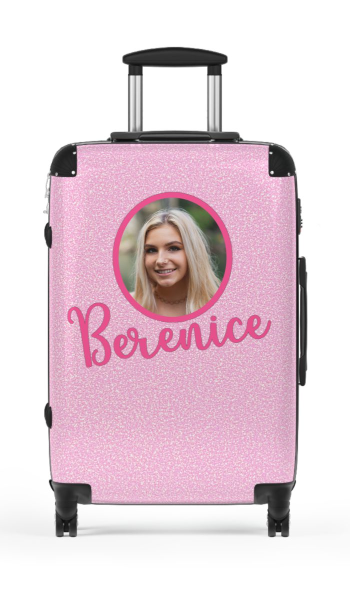 Custom Pink Glitter Suitcase - Sparkling Personalized Luggage