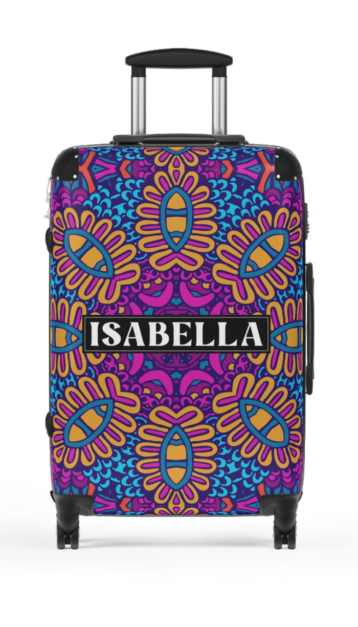Custom Mandala Suitcase - A personalized suitcase adorned with a unique mandala design, perfect for travelers who want to add a touch of artistry to their luggage.