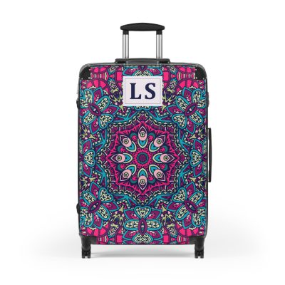 Custom Mandala Suitcase - A personalized suitcase adorned with a unique mandala design, perfect for travelers who want to add a touch of artistry to their luggage.
