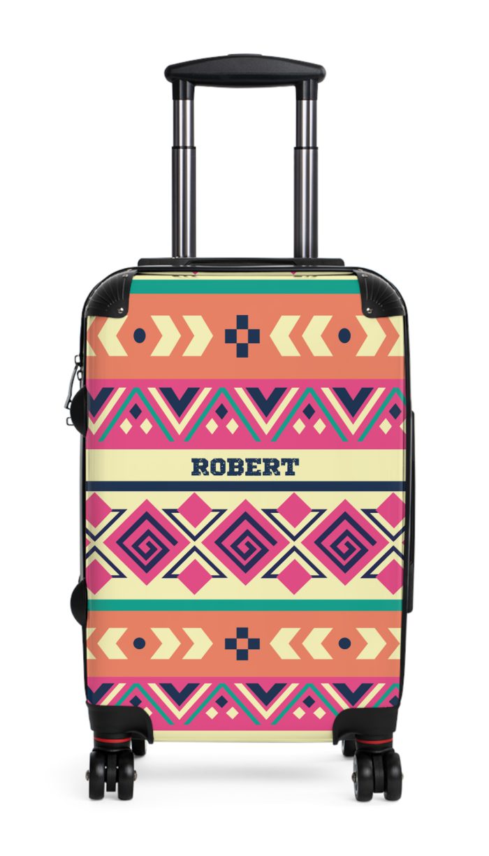 Custom Aztec Suitcase - A personalized suitcase adorned with a unique Aztec-inspired design, perfect for travelers who want to make a statement with their luggage.