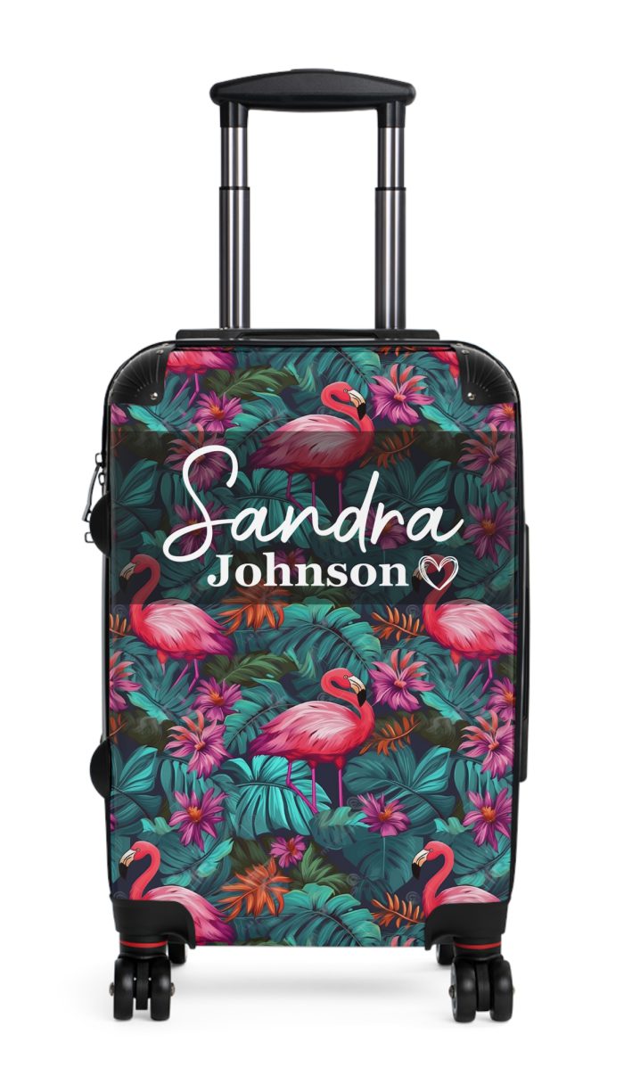 Custom Name Flamingo Suitcase - Personalized Luggage with Flamingo Design and Custom Name