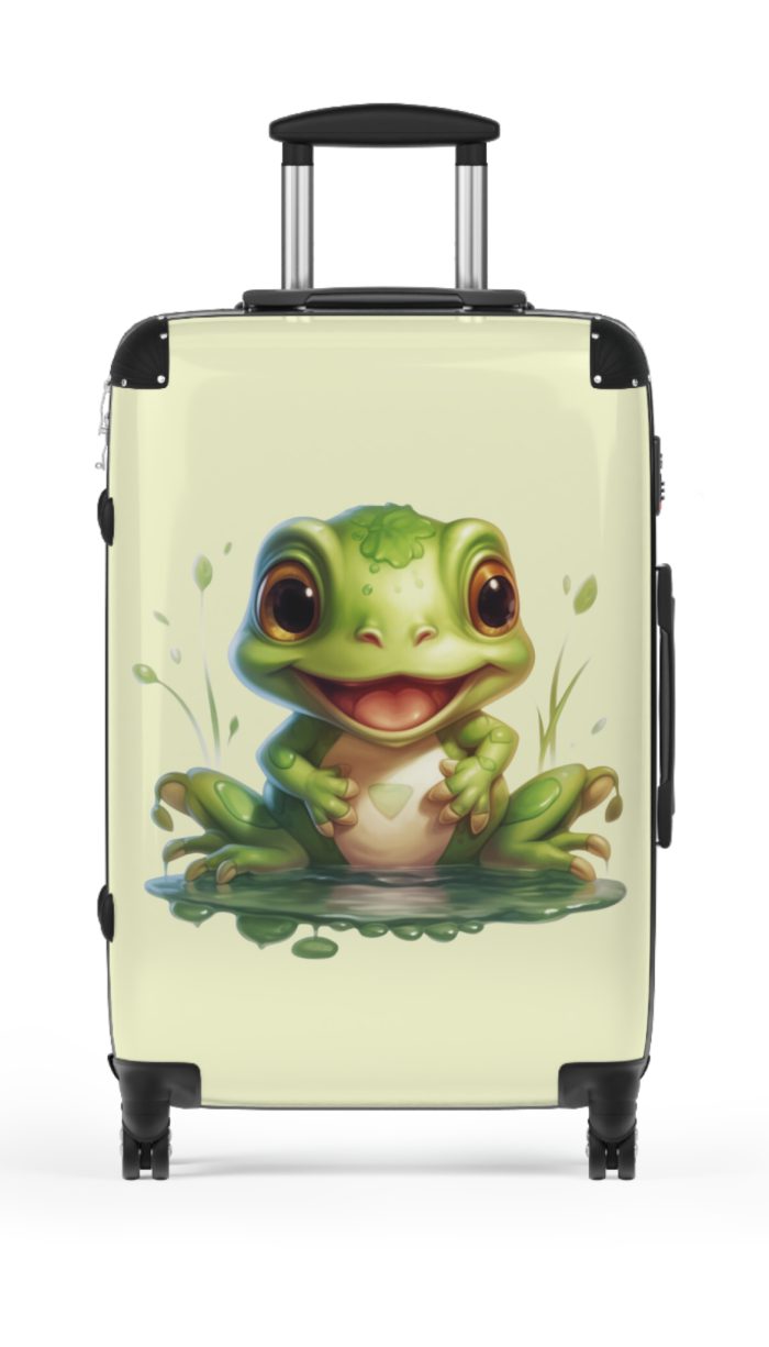 Frog Suitcase - A playful travel gear featuring a cute frog-inspired design, perfect for those who appreciate whimsical and charming styles on their journeys.