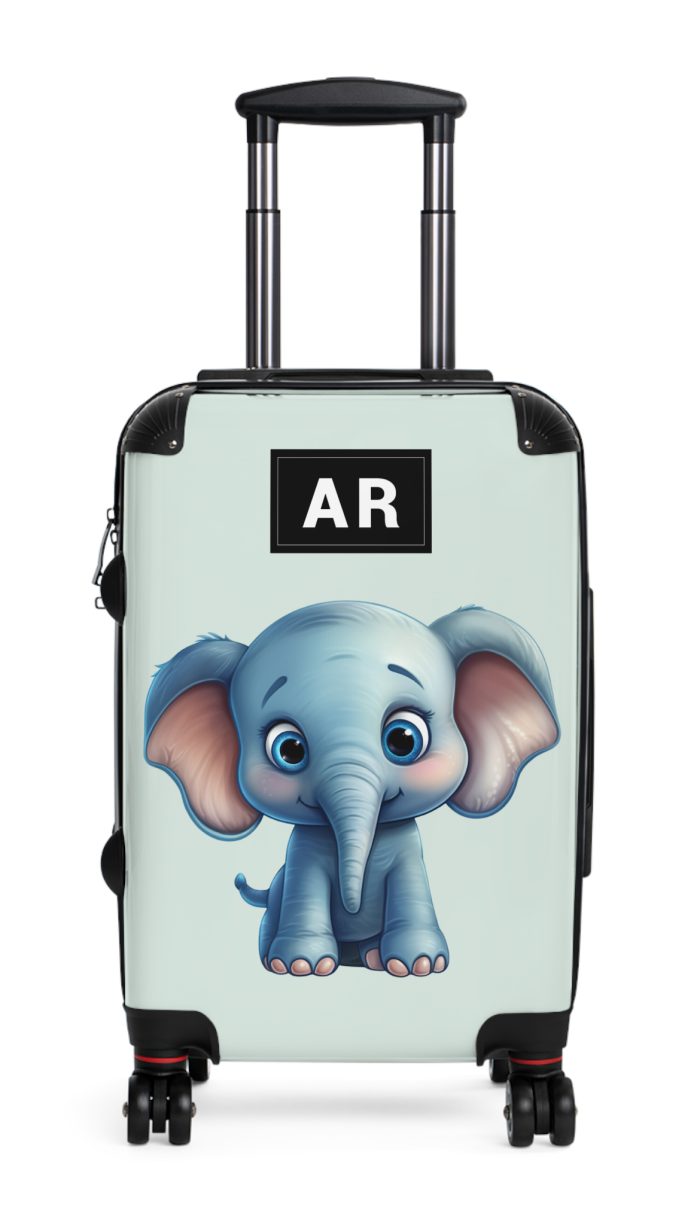 Custom Baby Elephant Suitcase - Personalized kids' luggage with a charming elephant design, the perfect travel companion.