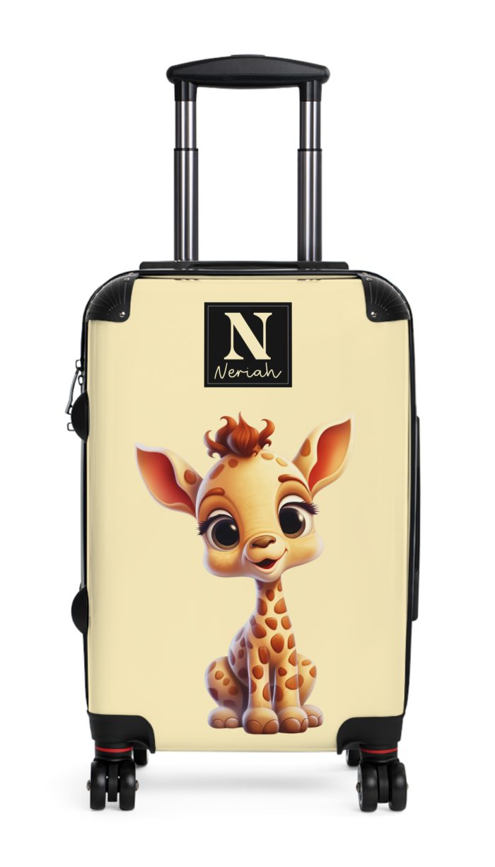 Custom Cute Giraffe Suitcase - Personalized kids' luggage featuring an adorable giraffe design, perfect for young adventurers.