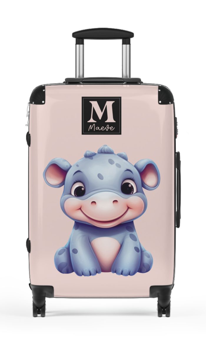 Custom Rhino Suitcase - Personalized kids' luggage featuring a majestic rhinoceros design, perfect for young adventurers.