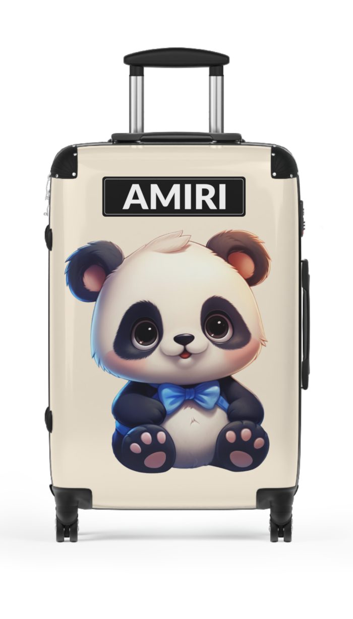 Custom Cute Panda Suitcase - Personalized kids' luggage featuring an adorable panda design, perfect for young travelers.
