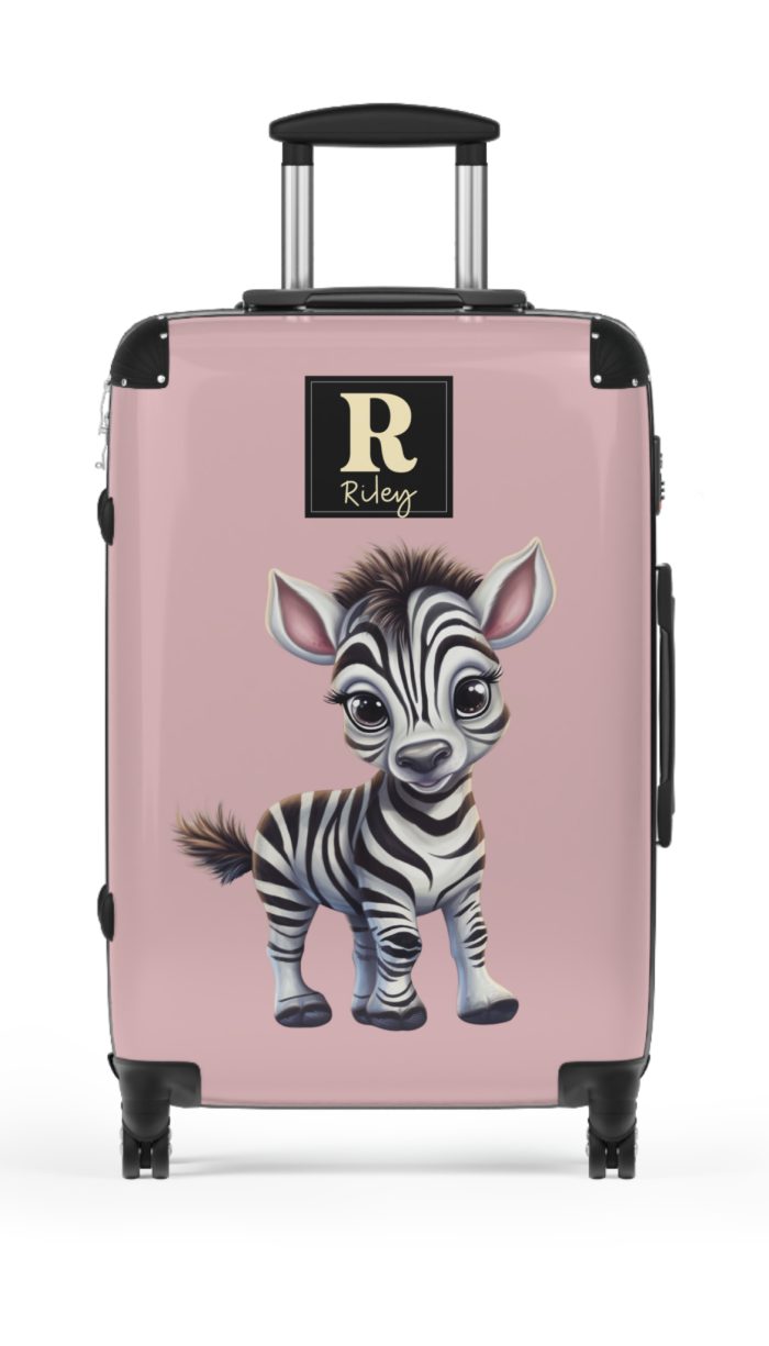 Custom Baby Zebra Suitcase - Personalized kids' luggage featuring an adorable zebra design, perfect for young adventurers.