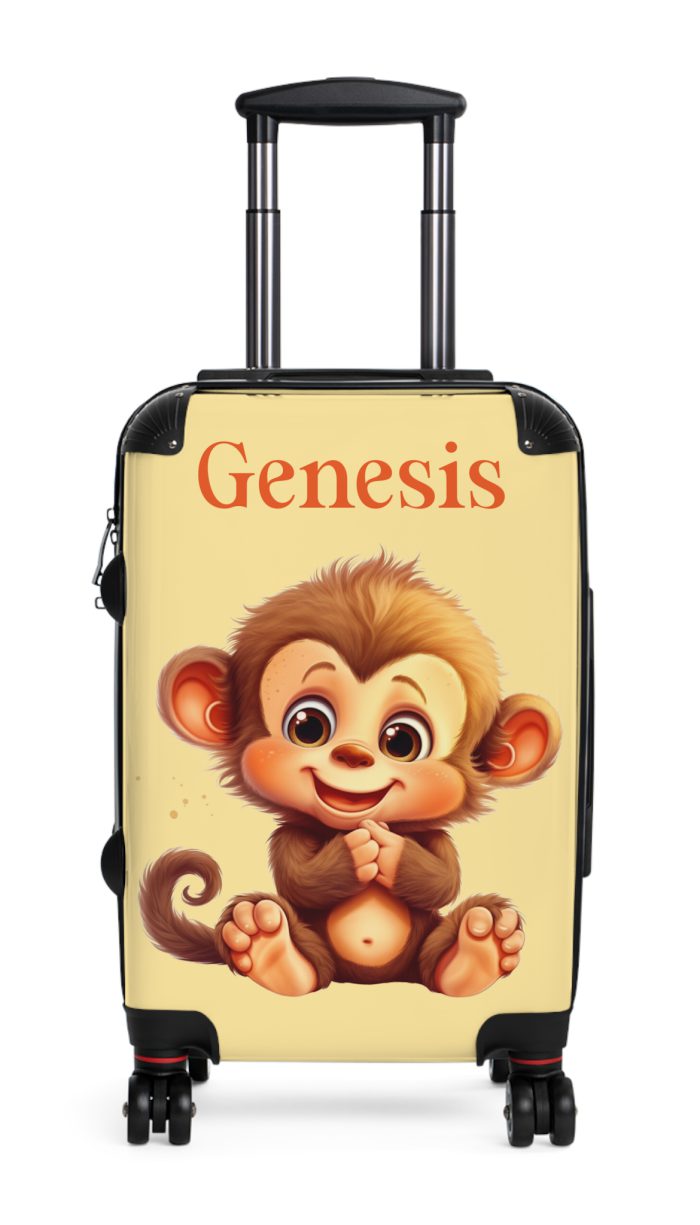 Custom Baby Monkey Suitcase - Personalized kids' luggage featuring a playful monkey design, perfect for young travelers.