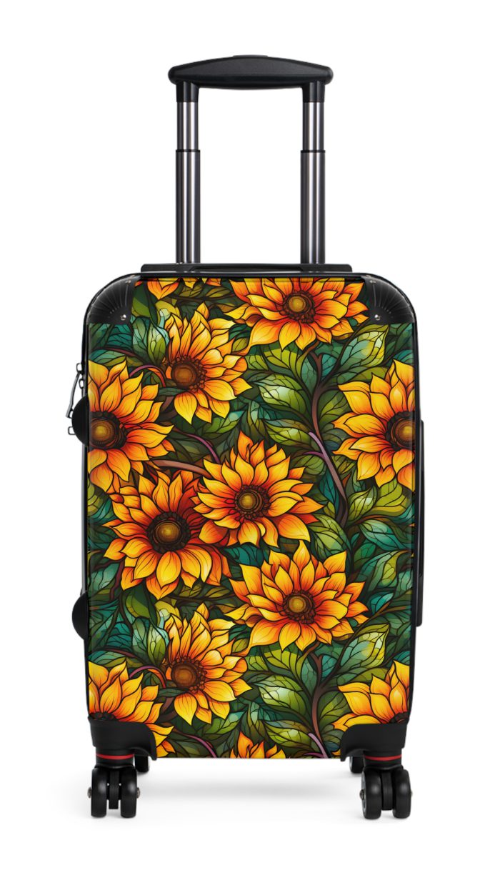 Sunflower Suitcase - A luggage adorned with a bright sunflower design, perfect for travelers who want to bring a touch of cheer and floral beauty to their journeys.