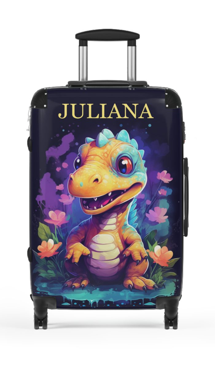 Custom Dinosaur Suitcase - A personalized luggage adorned with a unique dinosaur-themed design, perfect for travelers who want to embark on a prehistoric adventure in style.