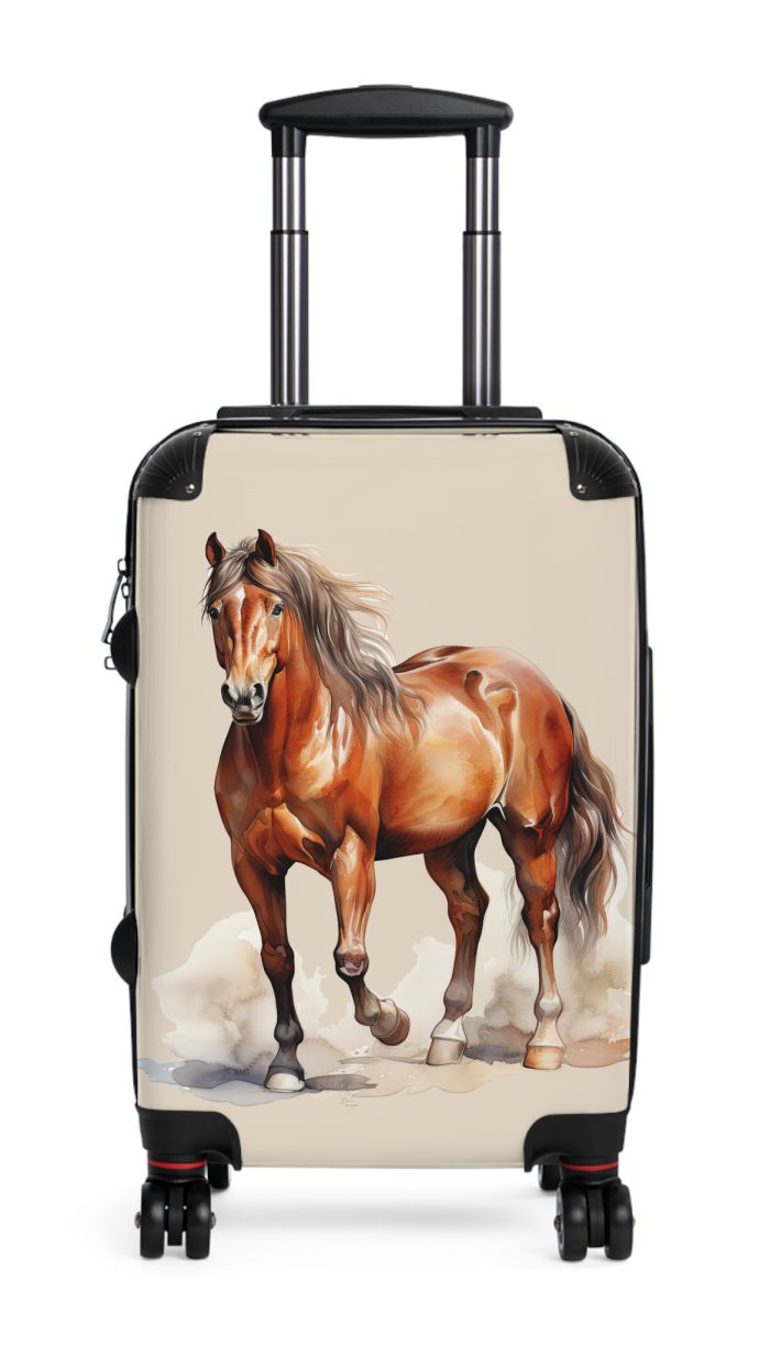 Horse Suitcase - A luggage adorned with a captivating horse-themed design, perfect for travelers who want to add a touch of equestrian elegance to their journeys.