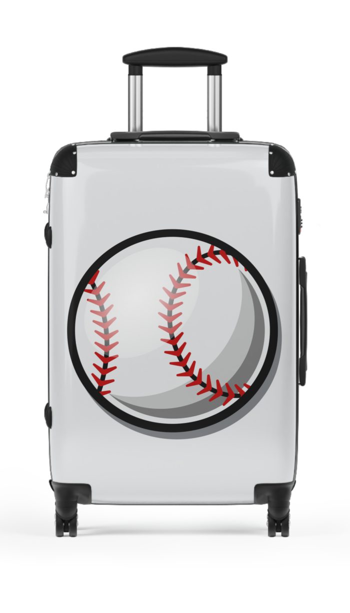 Baseball Suitcase - A luggage adorned with a sporty baseball-themed design, perfect for sports enthusiasts who want to travel in style with their favorite sport.