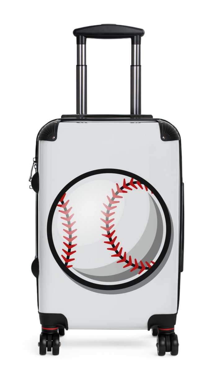 Baseball Suitcase - A luggage adorned with a sporty baseball-themed design, perfect for sports enthusiasts who want to travel in style with their favorite sport.
