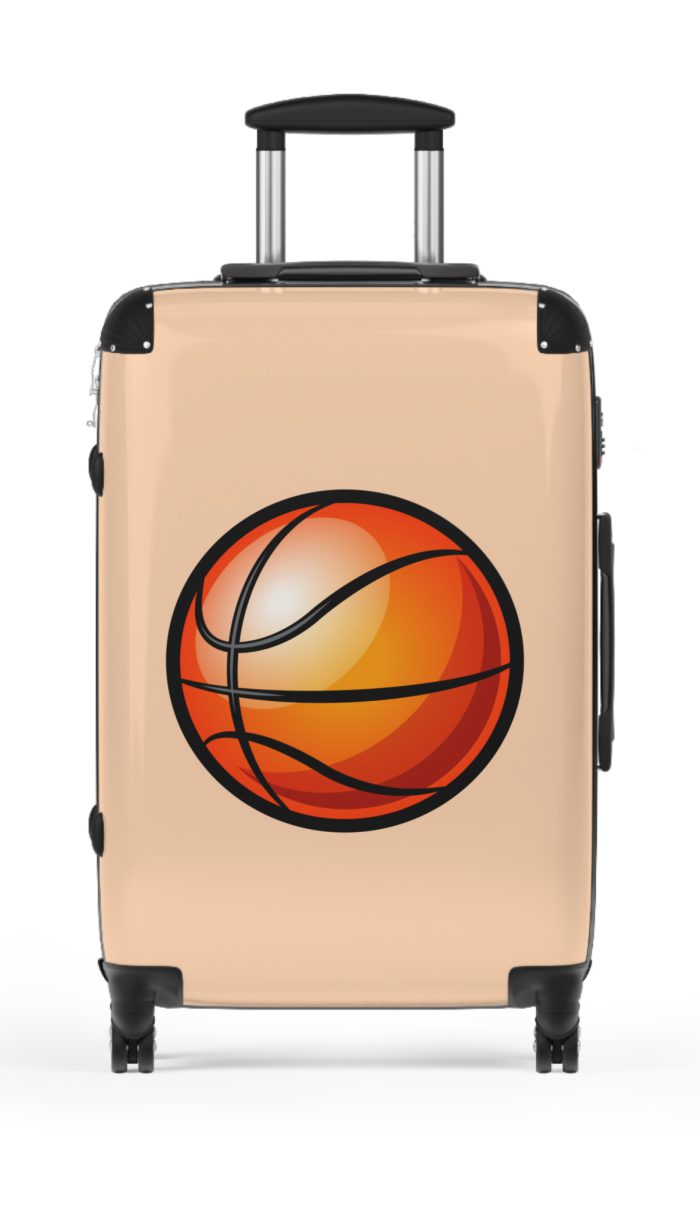 Basketball Suitcase - A luggage adorned with a sporty basketball-themed design, perfect for sports enthusiasts who want to travel in style with their favorite sport.