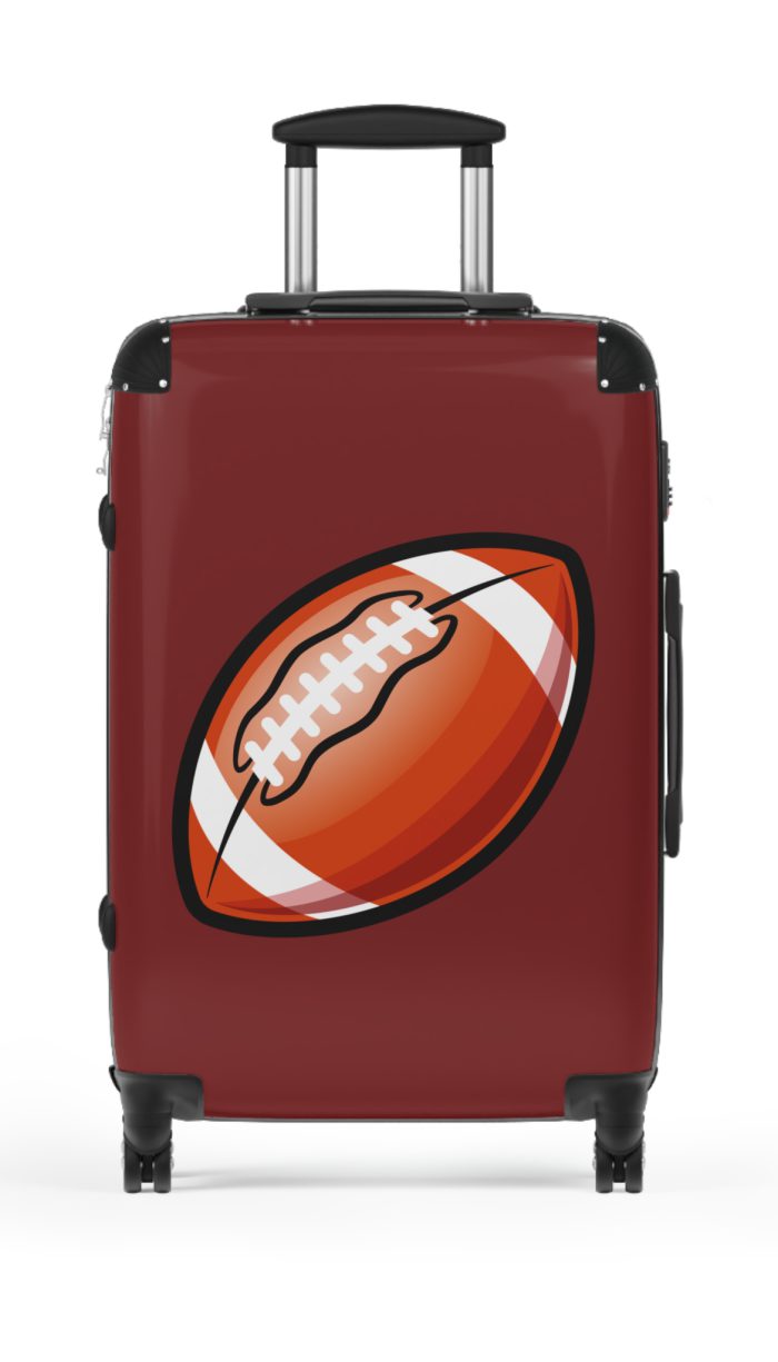 Football Suitcase - A luggage adorned with a sporty football-themed design, perfect for travelers who want to travel in style with their favorite sport.