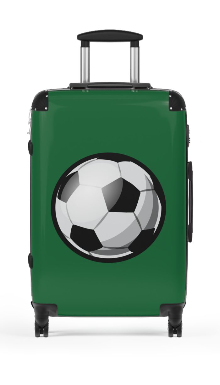 Soccer Suitcase - A luggage adorned with a sporty soccer-themed design, perfect for travelers who want to travel in style with their favorite sport.