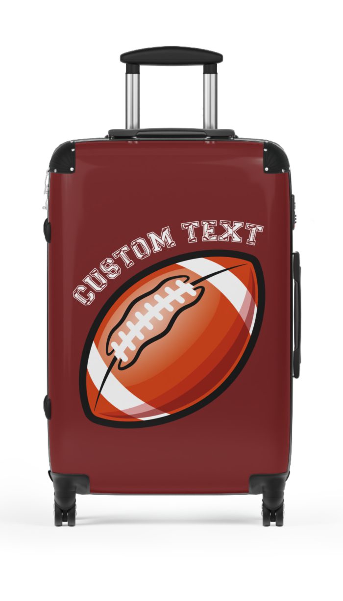 Custom Football Suitcase - A personalized luggage adorned with a custom football-themed design, perfect for sports enthusiasts who want to travel in style with their favorite sport.