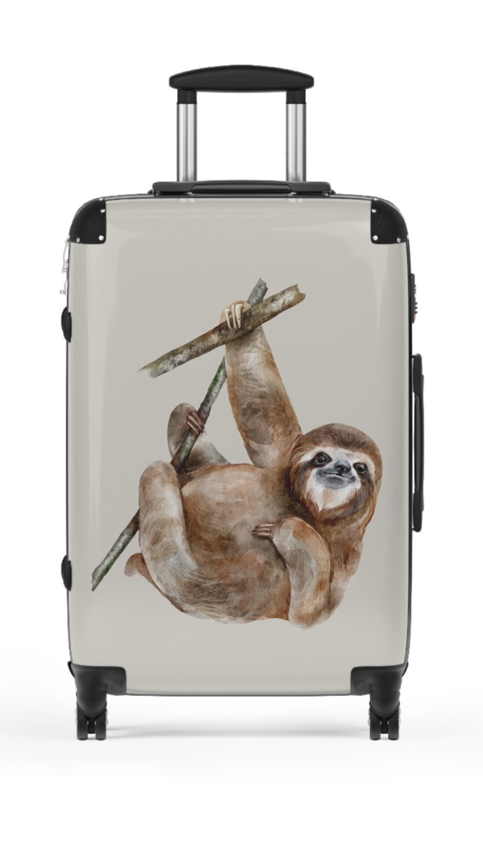 Sloth Suitcase - A unique travel gear featuring a sloth design, perfect for animal lovers and adding a laid-back charm to your journeys.