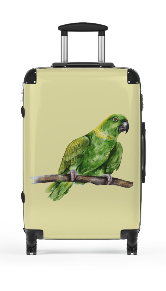 Parrot Suitcase - A tropical travel gear featuring a parrot design, perfect for bird lovers and adding a touch of paradise to your journeys.