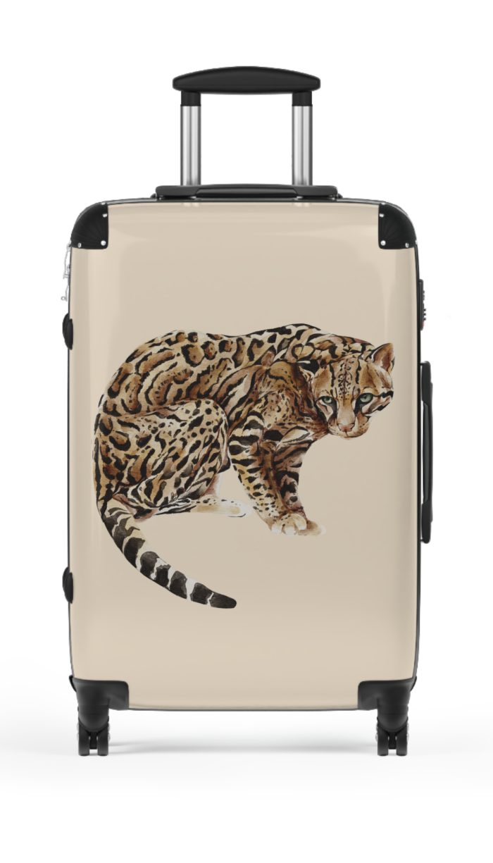 Ocelot Suitcase - An exotic travel gear featuring an animal print design, perfect for style enthusiasts and adding a touch of adventure to your journeys.