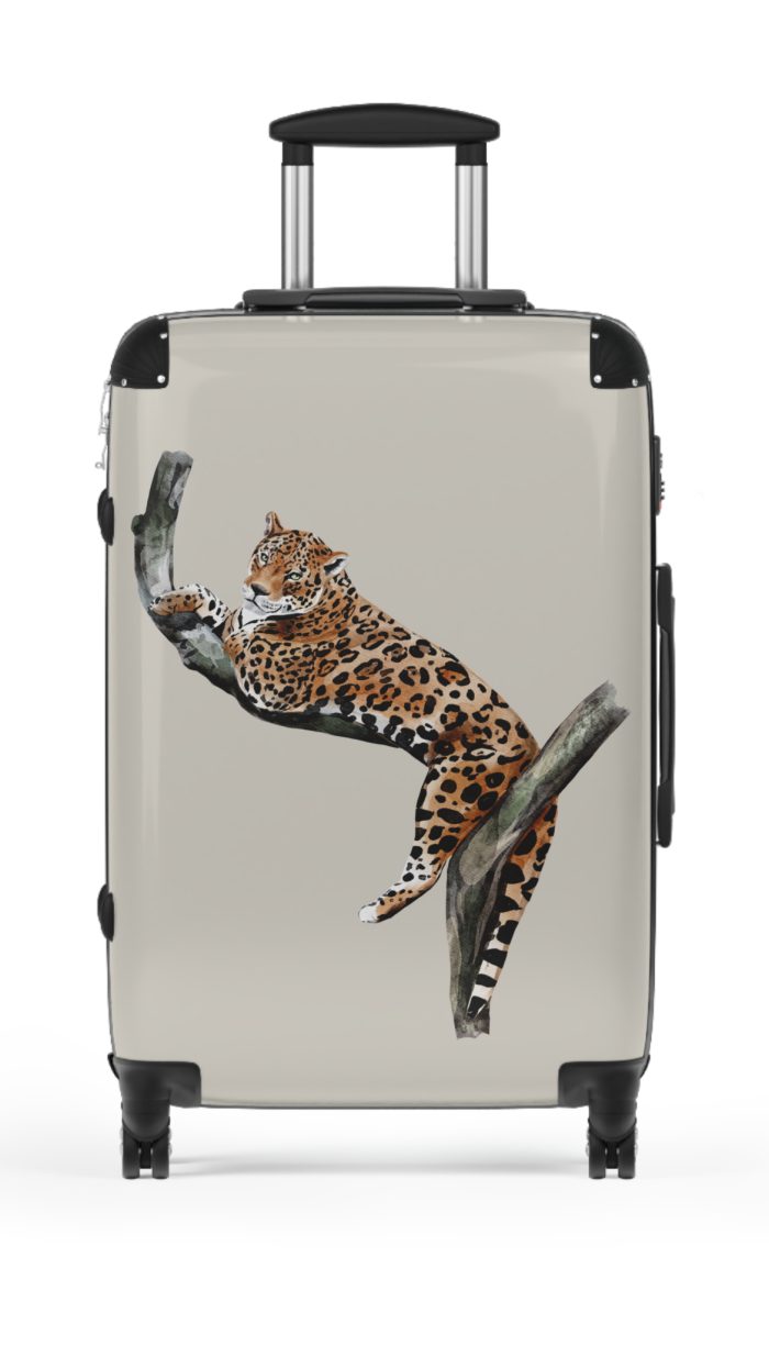 Jaguar Suitcase - An exotic travel gear featuring an animal print design, perfect for style enthusiasts and adding a touch of adventure to your journeys.