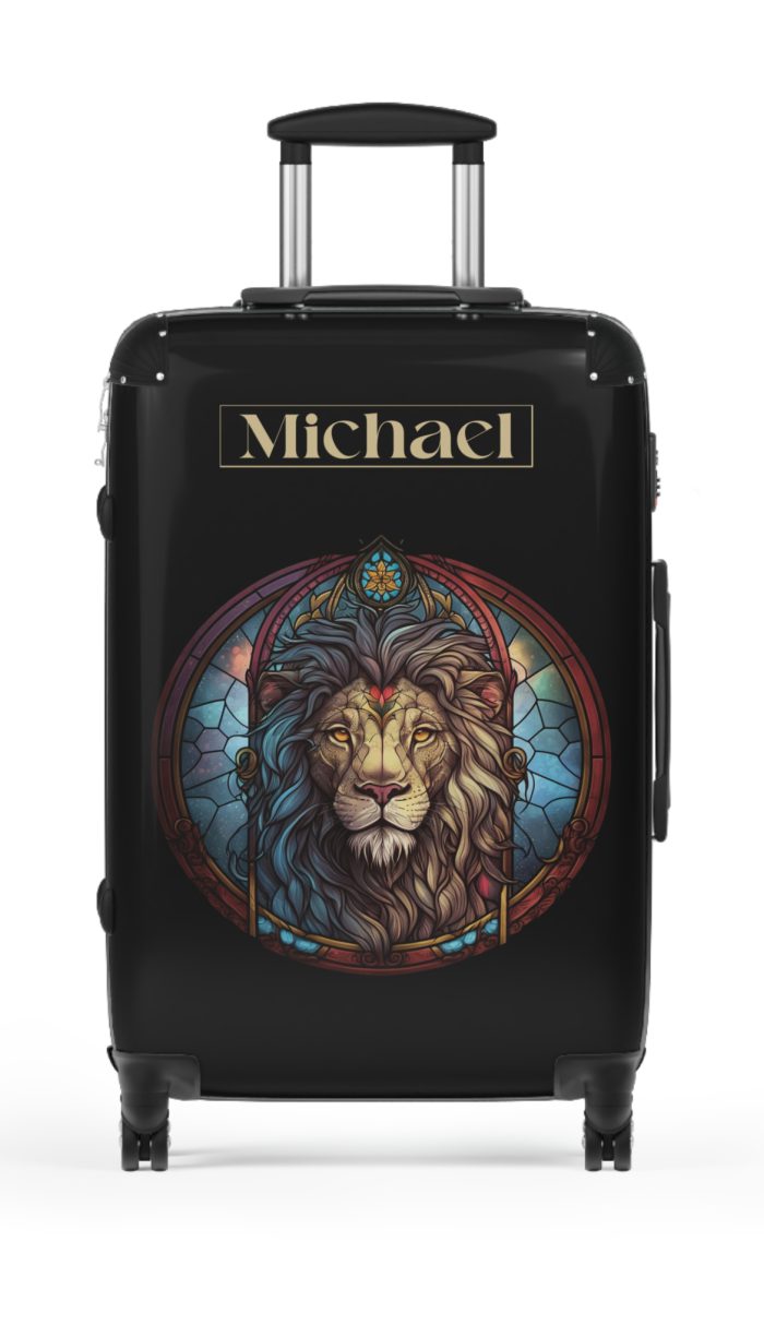Custom Lion Suitcase - Kids' luggage featuring a unique lion design, perfect for young adventurers.