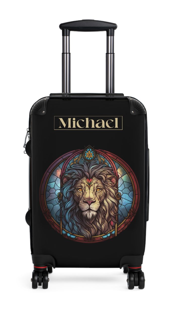 Custom Lion Suitcase - Kids' luggage featuring a unique lion design, perfect for young adventurers.v