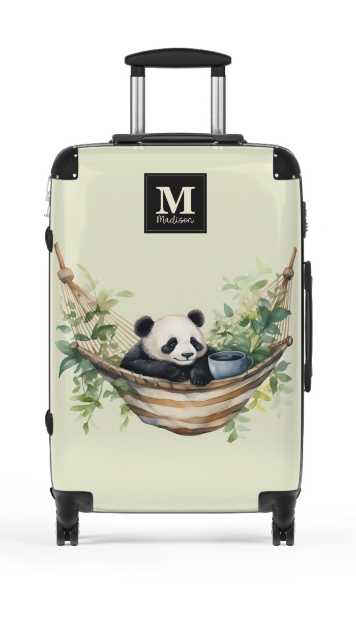 Custom Panda Suitcase - A personalized travel companion adorned with a unique panda design, showcasing your individuality throughout your travels.