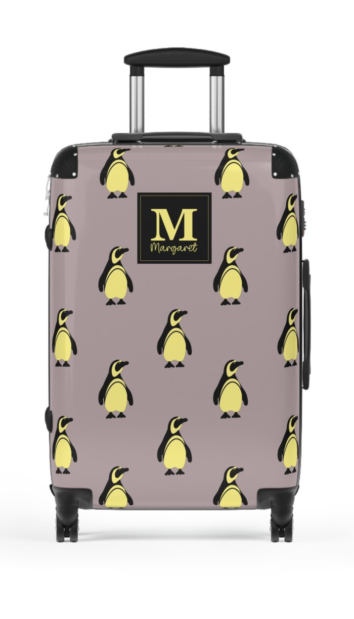 Custom Penguin Suitcase - A personalized travel companion adorned with a unique penguin design, ready to reflect your individuality during your adventures.