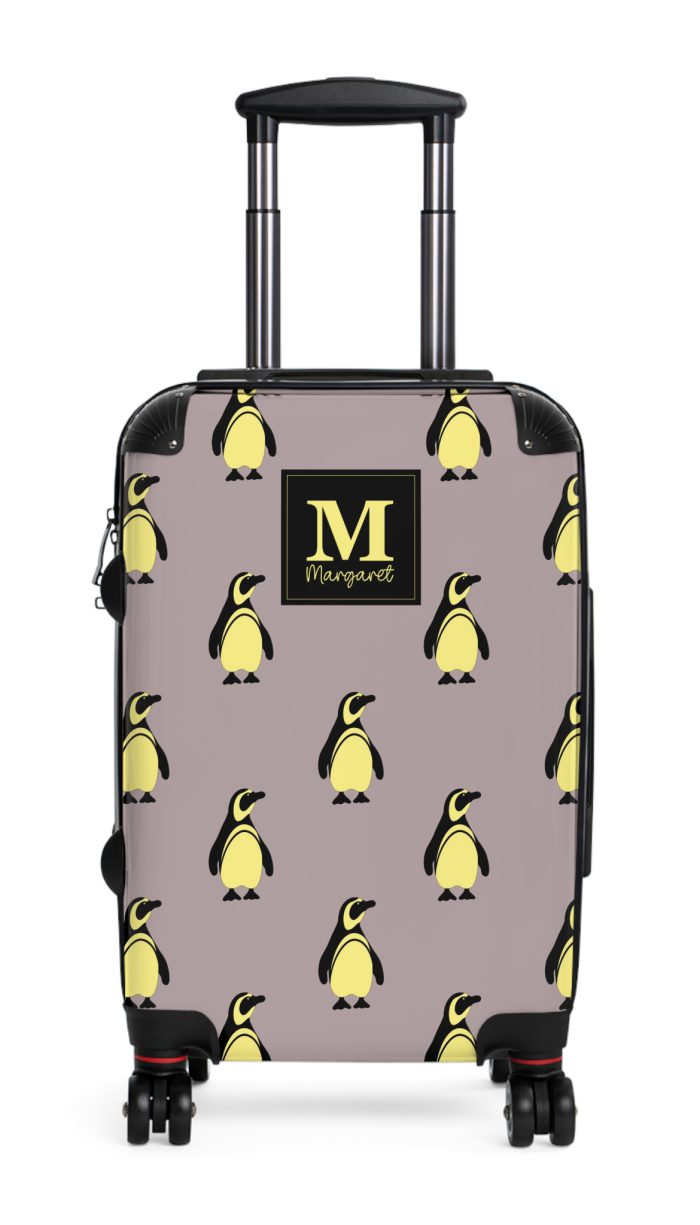 Custom Penguin Suitcase - A personalized travel companion adorned with a unique penguin design, ready to reflect your individuality during your adventures.