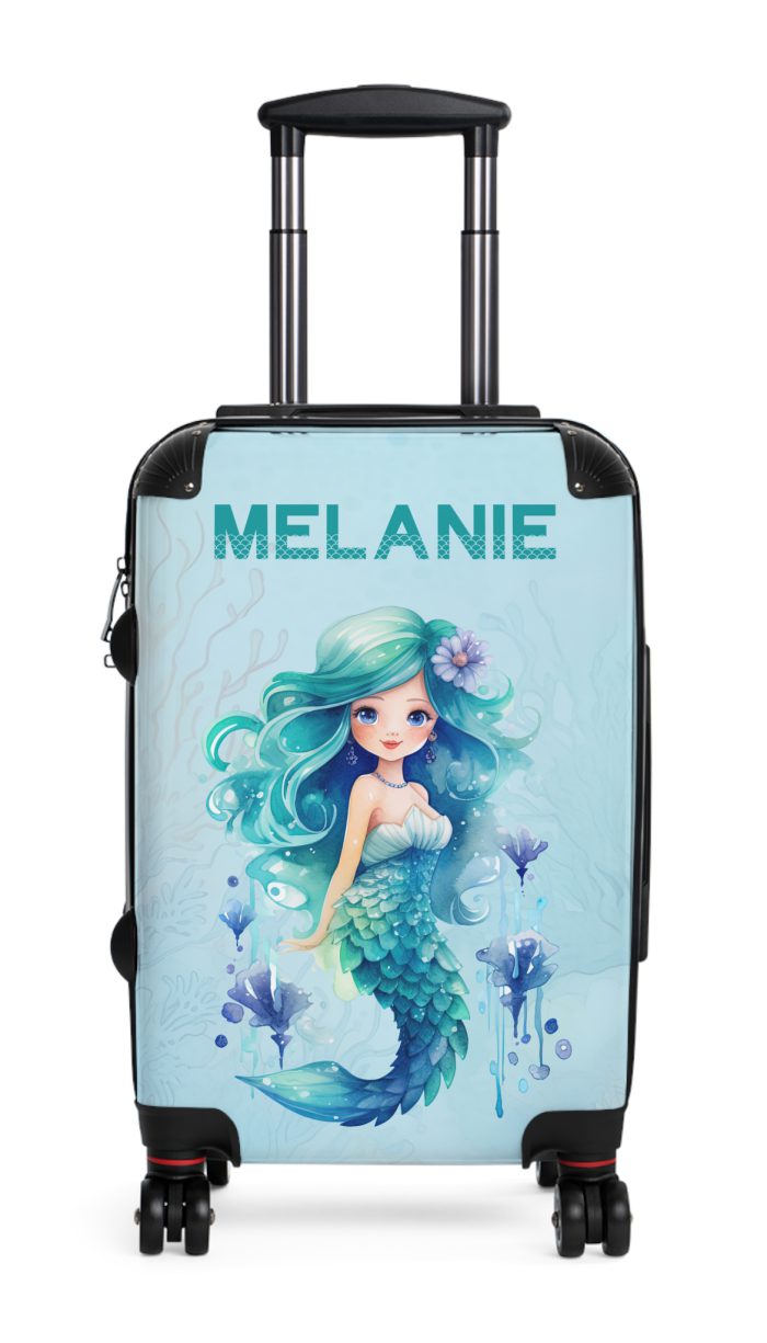 Custom Mermaid Suitcase - Personalized kids' luggage with a charming mermaid design for young travelers.