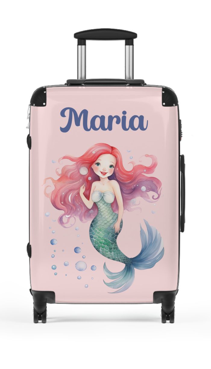 Custom Mermaid Suitcase - Personalized kids' luggage with a charming mermaid design for young travelers.