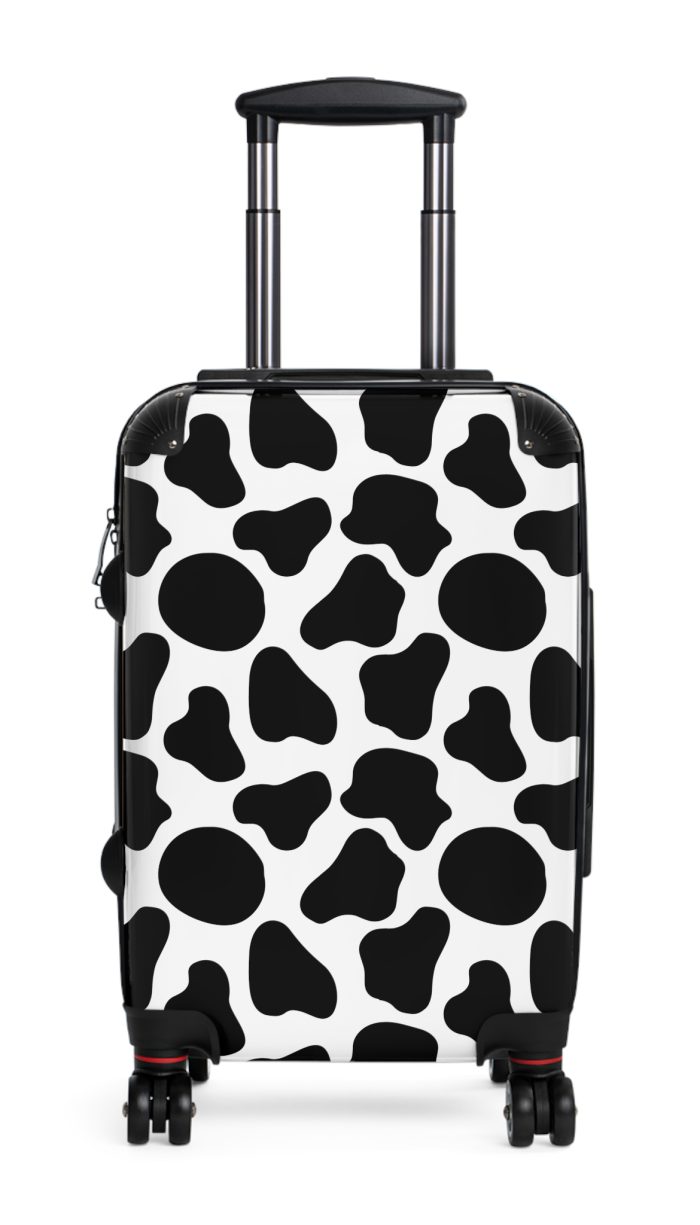 Cow Print Suitcase - A stylish luggage featuring a chic cow print design, perfect for travelers who want to add a touch of luxury to their journeys.