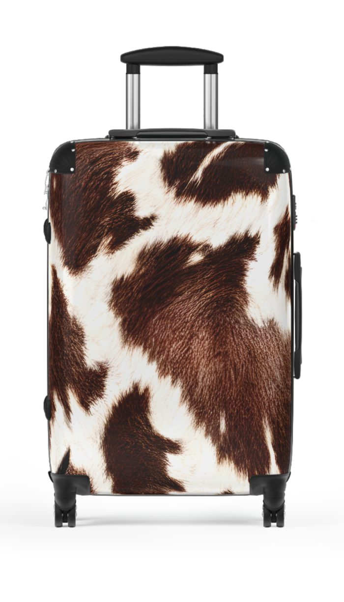 Cowhide Suitcase - A stylish luggage featuring a chic cowhide design, perfect for travelers who want to add a touch of luxury to their journeys