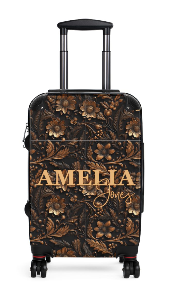 Custom Western Floral Suitcase - Personalized travel companion featuring a bespoke western floral design for a touch of individuality.