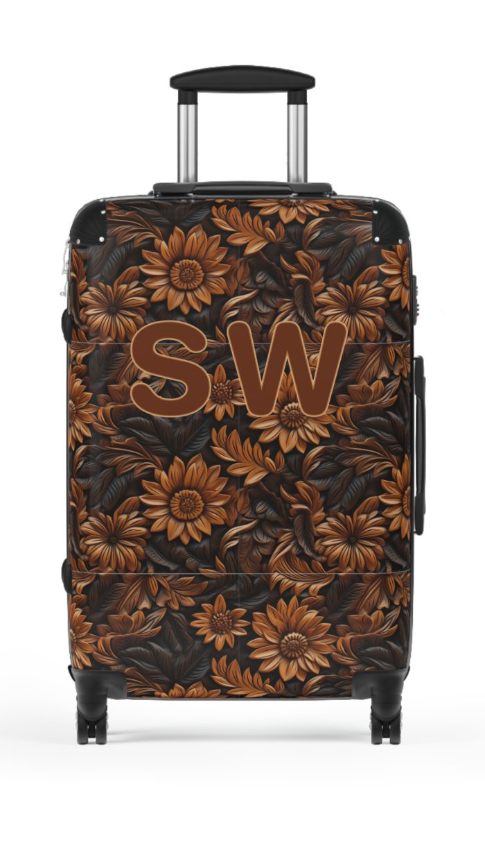 Custom Western Floral Suitcase - Personalized travel companion featuring a bespoke western floral design for a touch of individuality.