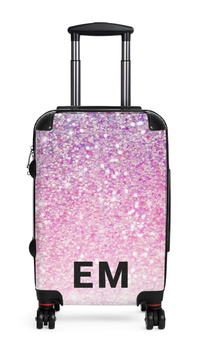 Custom Pastel Glitter Suitcase - A unique and personalized travel companion with a dreamy pastel and glitter design.