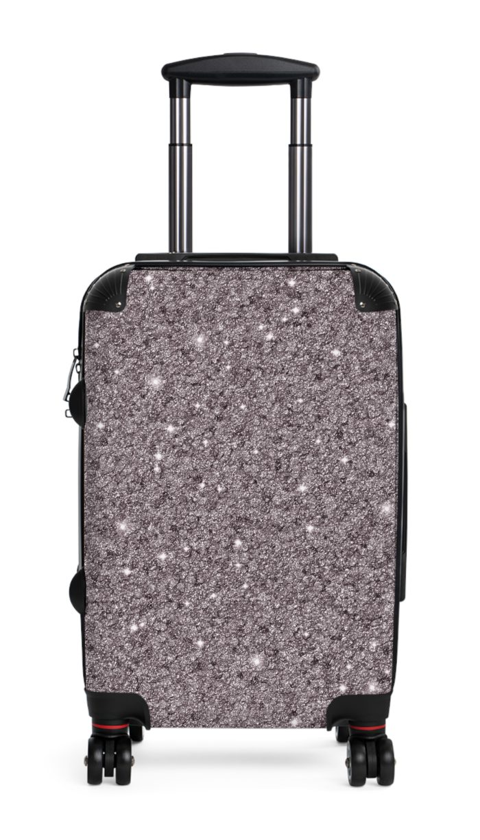 Grey Glitter Suitcase - A stylish travel companion, combining sophistication with a hint of sparkle.
