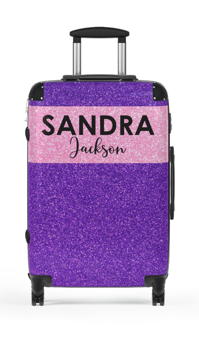 Custom Rainbow Glitter Suitcase - Your personalized travel companion, shining with a rainbow of colors.