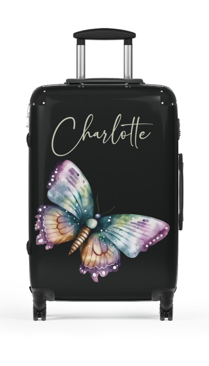 Custom Floral Butterfly Suitcase - A personalized travel companion with vibrant floral and butterfly design, expressing individuality in every journey.