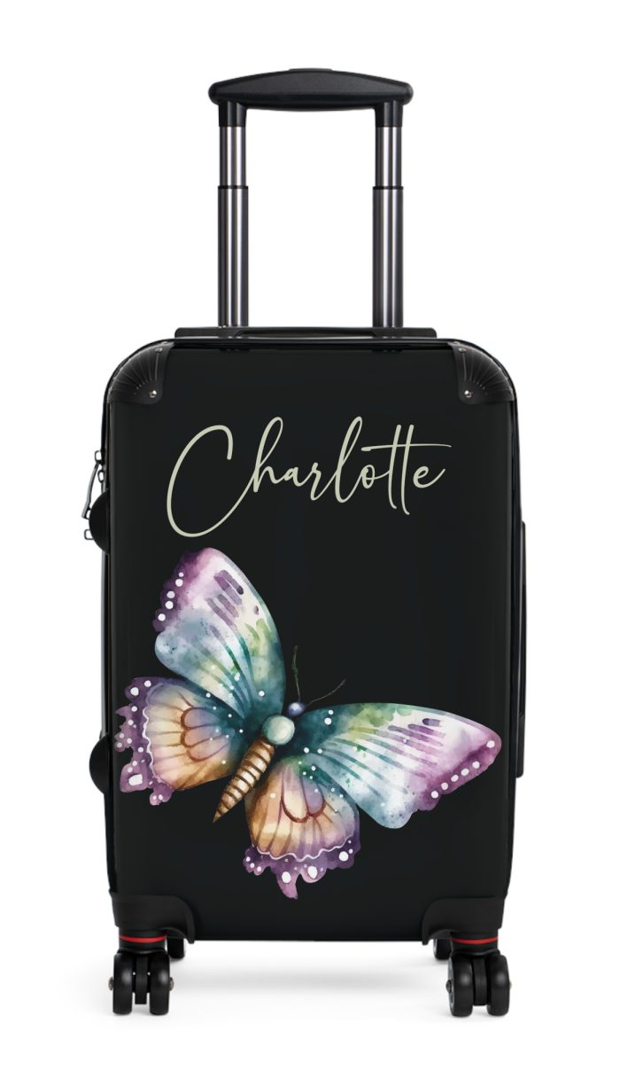 Custom Floral Butterfly Suitcase - A personalized travel companion with vibrant floral and butterfly design, expressing individuality in every journey.