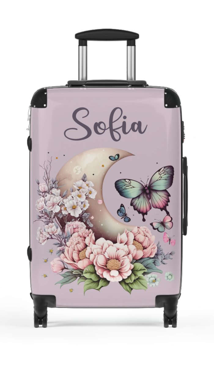 Custom Flower Butterfly Suitcase - A travel companion adorned with exquisite flowers and butterflies, expressing your love for nature.