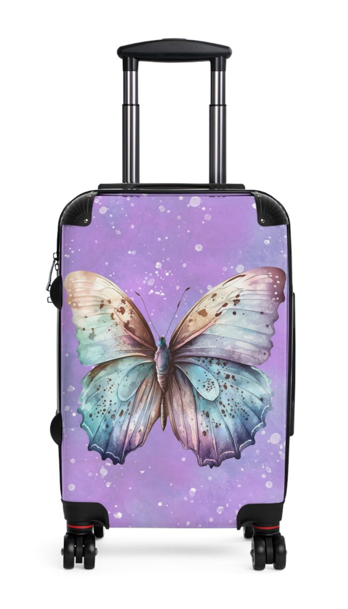 Flower Moon Butterfly Suitcase - A celestial masterpiece adorned with flowers and butterflies, perfect for wanderers under the moonlit sky.