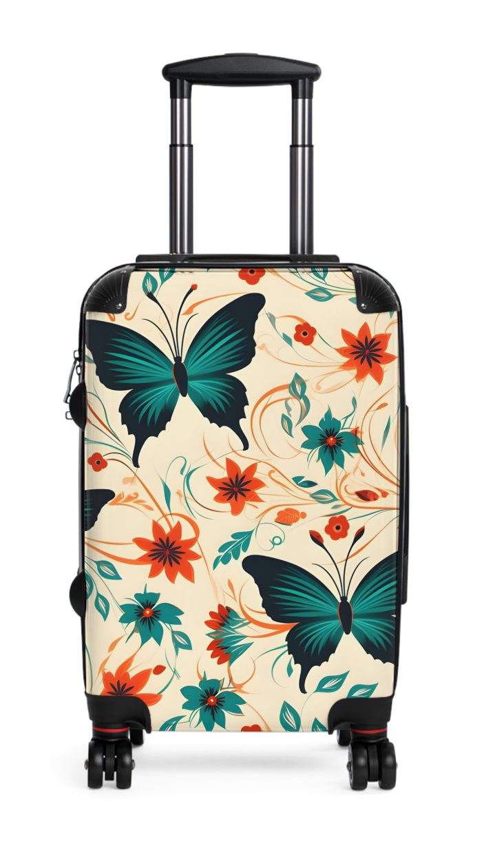 Floral Butterfly Suitcase - A stylish travel essential featuring intricate floral and butterfly patterns, adding a touch of elegance to your journey.