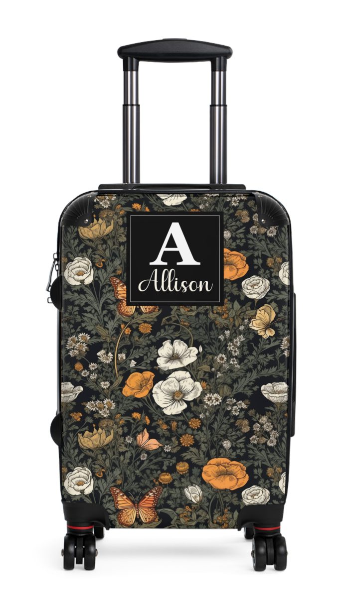 Custom Cottagecore Butterfly Suitcase - Crafted with care, this personalized luggage piece adorned with butterflies, reflects your unique travel spirit.